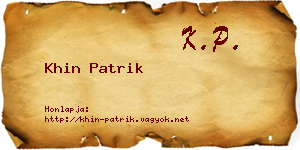 Khin Patrik névjegykártya